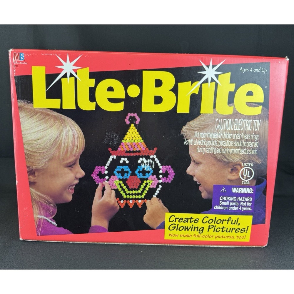 Vintage 1994 Lite Brite Milton Bradley Original Box Pegs &  Paper Tested Works